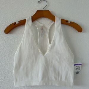 FP Movement Free Throw WhiteRibbed V neck Tank Top Size L
